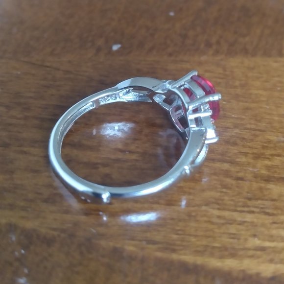 SOLD ON DIFFERENT PLATFORM .925 silver Lab Created Ruby Ring - Picture 4 of 6